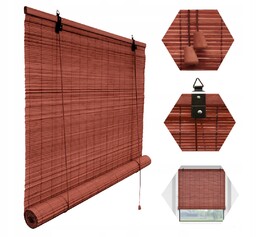 Roleta półzaciemniająca bambusowa wewnętrzna żaluzja 140x220 cm Wiśniowy