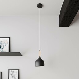 Luminex Lampa wisząca Noak, 1-punktowa, czarny/naturalne drewno