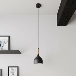 Luminex Żyrandol Noak, czarny/drewno naturalne, Ø 17 cm