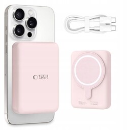 Magnetyczny Powerbank MagSafe Kompaktowy Pojemny 10.000mAh 15W Pudrowy