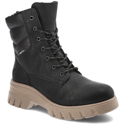 Rieker Czarne Botki Ocieplane Obuwie Damskie