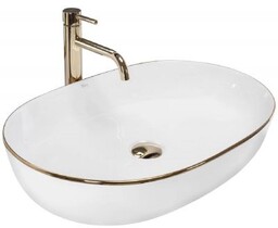 REA-U6211 Cleo White/Gold Egde Umywalka nablatowa