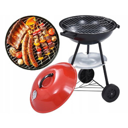 Grill węglowy brykietowy ogrodowy kółka pokrywa okrągły zamykany