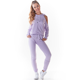 Dresowe Spodnie z Cienkiej Dzianiny - Purpurowe