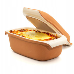 Garnek Rzymski Gliniany Z Pokrywą Prostokątny Szkliwiony 3,5L