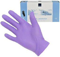 Abena, rękawiczki nitrylowe bezpudrowe, liliowe, rozmiar L, 100