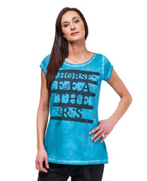 t-shirt damski HORSEFEATHERS FEATHERS TOP (washed blue)