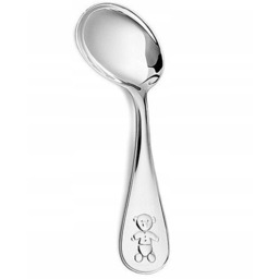 Srebrna łyżeczka do karmienia na Chrzest Urodziny Miś