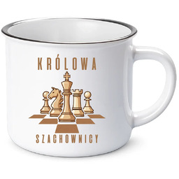 Królowa szachownicy - kubek emaliowany na prezent