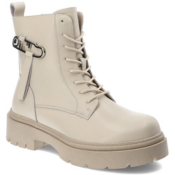 Cambell Beżowe Botki Ocieplane Obuwie Damskie Z Ozdobą