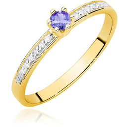 Złoty pierścionek Tanzanit 0,15ct żółte złoto pr. 585
