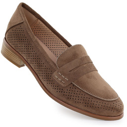 Półbuty zamszowe lordsy ażurowe brązowe Potocki SZ12585