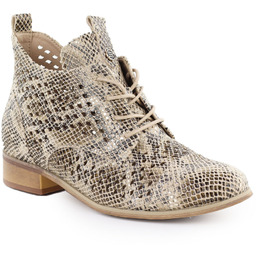 Botki damskie ażurowe wężowe beżowe Potocki SZ12091