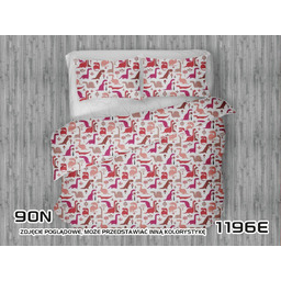 Extrapościel Pościel bawełniana 90x120 1196E biała Dinozaury czerwone