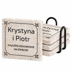 Kamienne podkładki pod kubek z nadrukiem zestaw x4