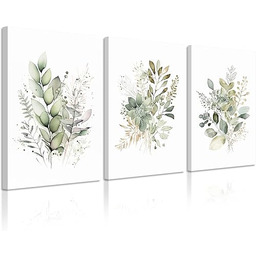 Akwarela botaniczna sztuka ścienna, zestaw 3 sztuk, boho,