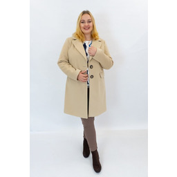 Zimowy Płaszcz Dyplomatka Damska z Guzikami Beżowy 48