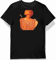 Koszulka męska czarna z frędzlami w stylu retro