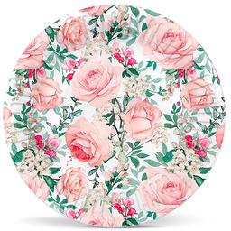 Talerzyki papierowe Róże - 18 cm - 8
