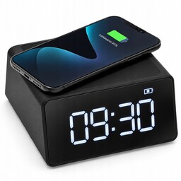 Qilive Budzik Led Bluetooth z ładowarką indukcyjną, podwójny