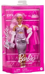 Lalka Barbie Deluxe Style Metaliczna różowa sukienka Barbiecore