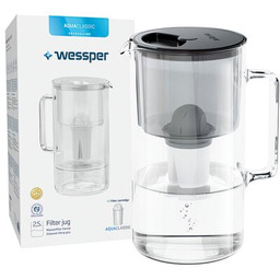 Wessper AquaClassic Crystalline 3L Czarny szklany dzbanek filtrujący