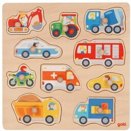 Drewniane Puzzle Z Uchwytami Pojazdy Goki
