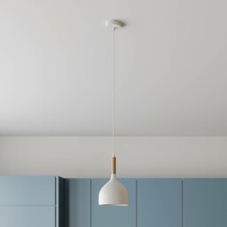 Luminex Żyrandol Noak, biały/drewno naturalne, Ø 17 cm