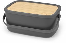 Brabantia Chlebak "Nic" z drewnianą pokrywą Ciemny Szary