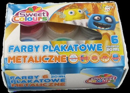 Farby plakatowe metaliczne 6 kolorów 20ml - Sweet