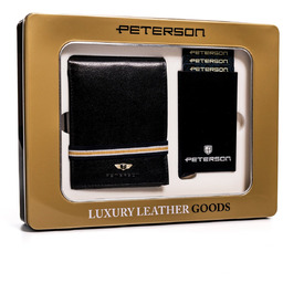 PETERSON zestaw męski portfel skórzany + etui