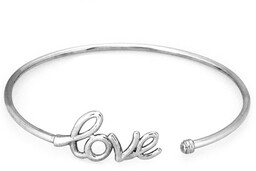 Srebrna bransoletka 925 bangle z napisem love