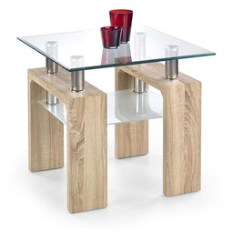 Ława szklana transparentny / dąb sonoma mat 60