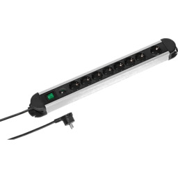 Listwa zasilająca VIVANCO 8xSchuko 2m Czarno-srebrny