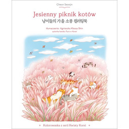 Jesienny piknik kotów. Kolorowanka z serii Kwiaty