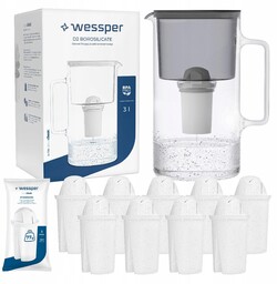 Dzbanek Szklany Wessper D2 Borosilicate 3l 10 Filtr