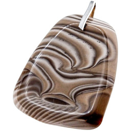 Krzemień Pasiasty Duży Wisiorek Srebro 925 Unikat