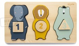 Trixie Baby Zwierzęta drewniane puzzle z liczbami 13x22x2