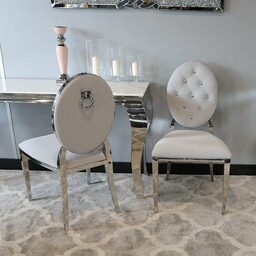 Krzesło Ludwik glamour silver z kołatką - nowoczesne