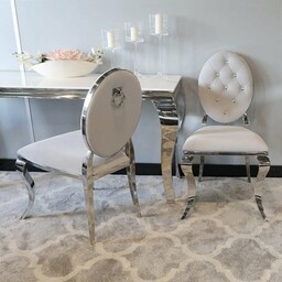 Krzesło Ludwik II glamour Silver z kołatką -