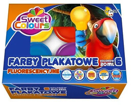 Farby plakatowe fluorescencyjne 6 kolorów 20ml - Sweet