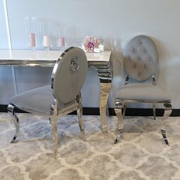 Krzesło Ludwik II glamour Grey z kołatką -