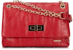 Damska crossbody z ekoskóry dwukomorowa mała czerwona