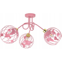 Lampa żyrandol dla dziewczynki Globus różowa Loft Młodzieżowa