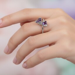 Pakamera Regulowany Pierścionek z Ametystem