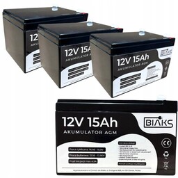 3x Akumulator Agm 12V 15Ah Biaks (wymiar 10Ah