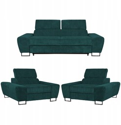 Zestaw mebli wypoczynkowych Savio Sofa 2os fotele zielony