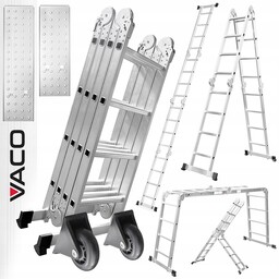 Drabina Z Kółkami Transportowymi Aluminiowa Przegubowa 4x4 Vaco