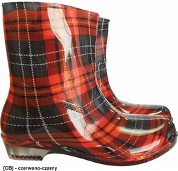 BTDKCHECK - Buty damskie krótkie typu kalosz CHECK