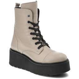 Karino Beżowe Botki Stylowe Buty Damskie Na Platformie